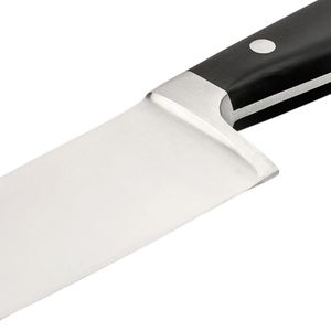 Couteaux de cuisine professionnels noirs à triple rivet avec lame large argentée et talon en métal pour hacher les légumes et trancher les aliments - Product Image 5