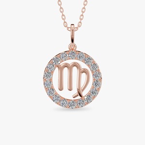 Colgante de Plata 925 con Moissanita del Zodiaco Virgo, con Halo de Diamantes Redondos, Amuleto Clásico para Regalo Unisex - Product Image 1
