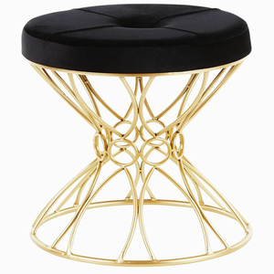 Pouf de bout de lit en tissu couleur crème, simple et élégant, avec pieds en métal inoxydable, forme carrée, caractéristique durable - Product Image 4