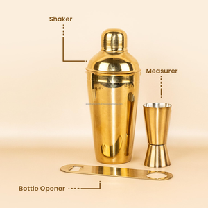 Kit de barman en acier inoxydable, shaker à cocktails, doseur 30/60 ml, ouvre-bouteille pour accessoires de bar et pub - Product Image 3