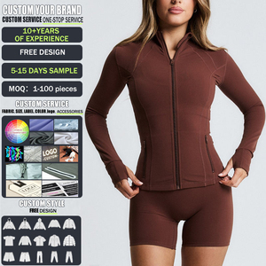 Women Yoga Set 3 Piece Seamless <b>Sports</b> <b>Bra</b> High Waist Shorts <b>Zip</b> Up Jacket Workout Outfit - Product Image 2