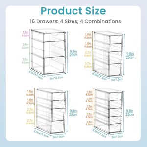 4 Set Clear Acrylic Desk Organizer with 16 <b>Drawers</b> Desktop & <b>Drawer</b> Organizers <b>for</b> Pen <b>Storage</b> Office Supplies Organization - Product Image 2