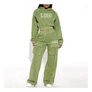 Premium Women Two Piece Jogger <b>Set</b> Custom OEM Wholesale Factory Supplier USA Trendy Athletic Lifestyle Apparel Collection - Product Image 1