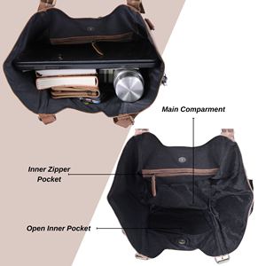 Sac fourre-tout en cuir véritable pour femme, style hobo vintage, forme baril, bandoulière double, fermeture éclair, pour la vie quotidienne - Product Image 4