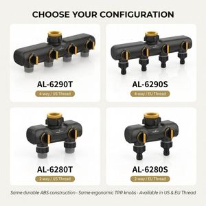 ติดตั้งข้อต่อสายยางน้ำได้ง่าย ABS ตัวแยกน้ำสำหรับสวน 4 ทาง ทนทานสำหรับการชลประทาน - Product Image 6