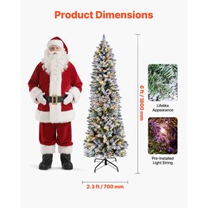 Albero di Natale Preilluminato Innevato da 180 cm con 240 Luci LED Colorate, 11 Modalità di Illuminazione, Decorazioni Natalizie Complete - Product Image 2