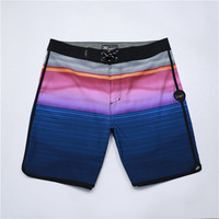 Shorts de bain rayés pour hommes, sublimation par transfert, Spandex/Polyester, séchage rapide, taille à cordon, longueur mi-cuisse, décontracté