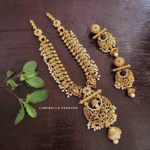 Fashion Islamic Alloy Gold Plated Jewelry Set Traditional Medium Haram with Matte Gold Finish - Product Image 1