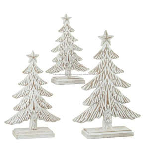 Acentos de árbol de Navidad de tendencia, artesanías decorativas de Metal, venta al por mayor, Base de madera de pino, decoración, objetos de Navidad, Juego de 2 uds. - Product Image 4