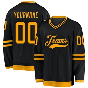 Maillot de hockey sur glace personnalisé de qualité supérieure, couleur or vieilli et violet-noir, vente en gros, le plus vendu, directement de l'industrie - Product Image 2