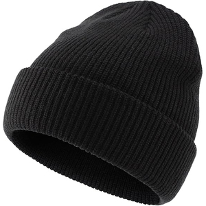 OEM <b>White</b> Rib Knit Beanie Hat Winter Cuffed <b>Cap</b> Women Men Soft Warm Stretch Plain Skull <b>Cap</b> Wholesale Hat - Product Image 2