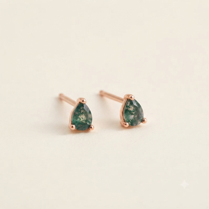 925 Sterling <b>Silver</b> Moss Agate Stone <b>Stud</b> <b>Earrings</b> Gold Plated Dangle <b>Earrings</b> <b>for</b> <b>Women</b> Party Gift - Product Image 1