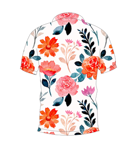 เสื้อโปโลผู้ชายสีขาวพิมพ์ลายดอกไม้สีน้ำลำลองแขนสั้นแฟชั่นฤดูร้อน - Product Image 5