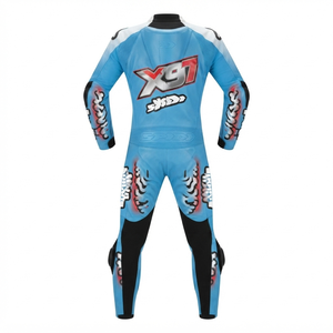 Combinaison de course professionnelle sur mesure pour homme en cuir de vachette/crocodile avec protection de niveau 2 - Product Image 2