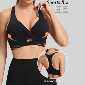 Women Light <b>Blue</b> Seamless Sports <b>Bra</b> Crisscross Straps Medium Support Gym Fitness Solid Color Hollow Out Design - Product Image 2