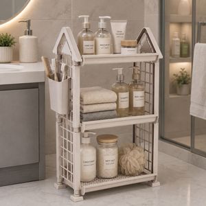 Rectangular Three-Layer <b>Plastic</b> Durable Modern Storage <b>Rack</b> Organizer Kitchen Tableware Minimalist Design Standing Type - Product Image 2