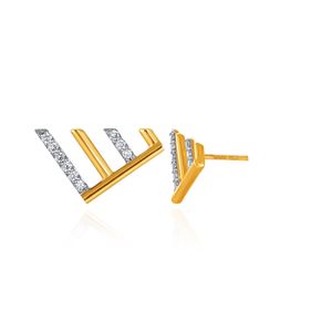 Boucles d'oreilles clous en or jaune Glowline avec diamants ronds taille brillant, diamants naturels, bijoux minimalistes pour femme, à porter au quotidien - Product Image 4