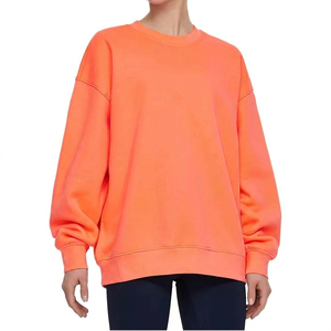 Sweat-shirt en molleton teint en fil de haute qualité pour femme, à manches longues, uni, grande taille, col rond, coupe oversize - Product Image 2