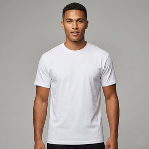 Camiseta Blanca Lisa de Algodón Peinado 100% Premium, Impresión de Logotipo Personalizado, Cuello Redondo, Manga Corta, Unisex, Estilo Urbano - Product Image 2