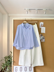 SUBICI 041959 Camisa Holgada de Manga Larga de Algodón con Bordado de Oso para Mujer, Blusa Informal de Corte Holgado - Product Image 3