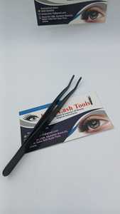 Outil pour cils en acier inoxydable noir antistatique durable, pince à cils et applicateur avec peigne - Product Image 3