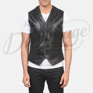 Chaleco de Cuero de Gamuza Gris Personalizado para Hombre, Cierre de Cremallera Doble, Corte Ajustado, Cuello Alto, Estilo Casual - Product Image 1