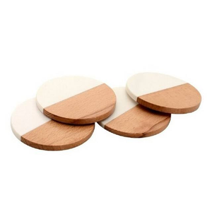 Sous-verres carrés personnalisés en marbre et bois, ensemble de dessous-de-plat en pierre faits à la main pour la table, la cuisine et la décoration intérieure par blossom craft india - Product Image 1