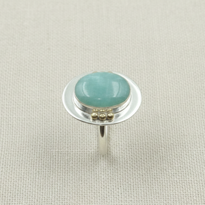 Topquality Amazonite Gemstone <b>Ring</b> 925 Sterling Silver Brass Ball Detail Rose Gold Yellow Gold Plated Handmade <b>Statement</b> Jewelry - Product Image 6