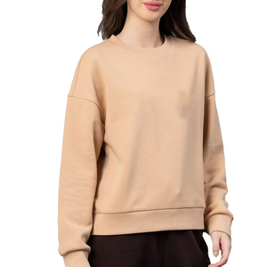 Sudadera Oversize de Cuello Redondo para Mujer, Color Liso, Hombros Caídos, Tejido de Algodón, Transpirable, Largo Regular, Ideal para Otoño - Product Image 3