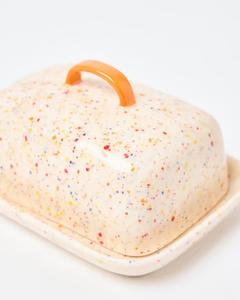 Recipiente para mantequilla Confetti Glaze con tapa y asa, bandeja compacta para servir, elegante contenedor de mantequilla para cocinas modernas - Product Image 2