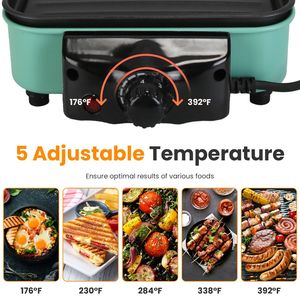 2000W <b>Electric</b> Indoor Grill 2-in-1 <b>BBQ</b> Grill with Removable Plate 5 Temperature Control 3 Small Trays and Dishwasher Safe - Product Image 6