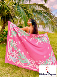 Luxury Custom Tahitian Pareo <b>Beach</b> Sarong Tropical Wrap Fiji Samoa Bora Bora OEM ODM Fabric Manufacturer India - Product Image 3