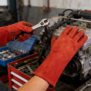 Guantes de Soldadura de Cuero Vacuno, Guantes Largos de Cuero Genuino para Protección Laboral, Soldadura Industrial - Product Image 4