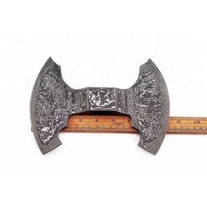 High Quality Industrial Stainless Steel Damascus Flat Backed Handmade Pizza Cutter <b>Axe</b> Head 2 2/5-Inch Rose Wood <b>Handle</b> OBM - Product Image 4