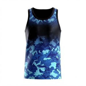Débardeur formel bleu uni pour femme, col rond, séchage rapide, respirant, écologique, longueur standard, en polyester tricoté, avec logo frontal - Product Image 1