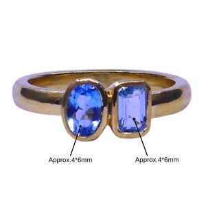 Wedding Wear 925 Sterling Silver Gold Plated Jewelry Blue Topaz Gemstone Women Wear Classic <b>Couple</b> <b>Ring</b> - Product Image 1