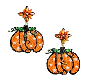 Pendientes de cuentas de perlas de boda Vintage Unisex patriótico Memorial Day naranja blanco azul cuentas de vidrio - Product Image 1