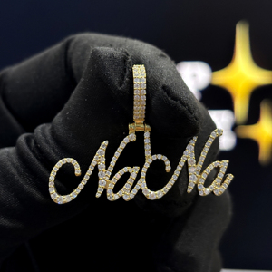 Handwritten <b>Name</b> Pendant 925 Sterling Silver Brilliant Cut VVS Moissanite Personalized Script Letter <b>Necklace</b> 18K Gold Hip Hop - Product Image 3
