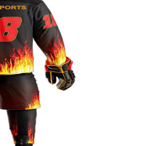 Ensemble uniforme de hockey pour hommes Blanc Jaune Noir Impression par transfert thermique Respirant 100% Polyester Maillot Pantalon Gants Patins - Product Image 3