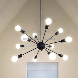 Matte đen 12 đèn có thể điều chỉnh hiện đại Sputnik đèn chùm cổ điển công nghiệp trần chiếu sáng đồ đạc cho trang trí nội thất