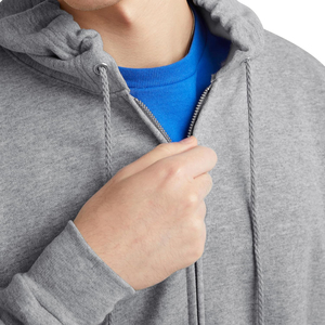 <b>Men's</b> Gray Hooded <b>Zip</b>-<b>Up</b> Sweatshirt Regular Fit Casual Wear Winter Season 100% Cotton French Terry Fabric Unisex Hoodie - Product Image 3