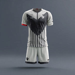 Maillot de football pour homme à rayures rouges et noires, col en V, manches courtes, sublimé, respirant, coupe athlétique, adulte, toutes saisons - Product Image 6