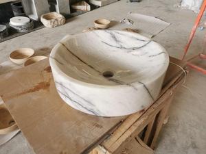Modern Design White Marble Stone Round Wash <b>Basin</b> Vessel Sinks Bathroom Use For Home Indoor and Outdoor - Product Image 5