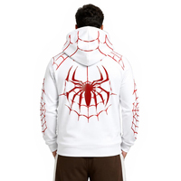 Sweat à capuche surdimensionné Y2K personnalisé avec motif araignée, style Hip Hop unisexe, tricoté ample, streetwear brodé, fermeture éclair intégrale, pour hommes