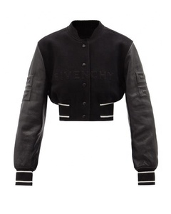 Women's <b>Slim</b> Crop Winter Baseball Varsity Jacket with Custom Logo Stand Collar Chenille Embroidery <b>Patch</b> New Style - Product Image 6