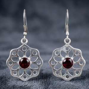 AAA Quality Designer Hot Price Women <b>Silver</b> <b>Drop</b> <b>Earrings</b> Red Stone Natural Bohemian Style Handmade Party Wholesale - Product Image 3