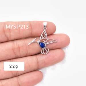 Pendentifs en argent sterling 925, pendentif unique en forme de colombe de la paix, bijoux fins, pendentif en saphir bleu - Product Image 1