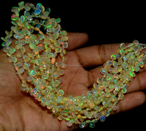 Pierre d'opale éthiopienne naturelle en forme de poire 4x4 à 9x5mm perles à facettes perles multicolores utilisation de pierre pour la fabrication de bijoux - Product Image 4
