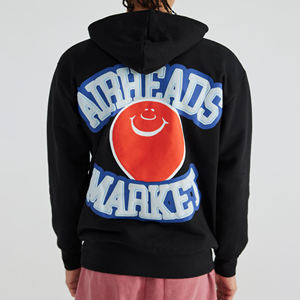 Sudadera con Capucha Estampada Airheads Market para Hombre, Oversize, Negra, Estilo Urbano, Algodón French Terry, Logo Trasero, Corte Regular, Otoño - Product Image 1