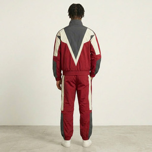 Wholesale Retro Color Block Windbreaker Tracksuit Set Zip Up <b>Track</b> <b>Jacket</b> Jogger Pants Custom Sportswear - Product Image 4